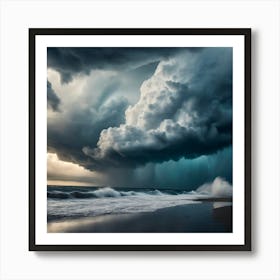 Storm Clouds Over The Beach Art Print