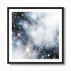 Abstract Galaxy In Watercolor Foreground Dust And Silver Sparkles Shimmering Space With A Bokeh Ef (1) Art Print