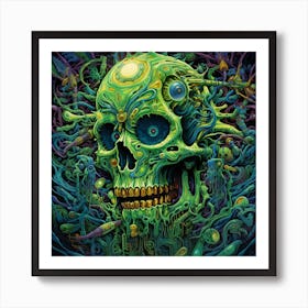 Skull - Psychedelic Skull Art Print