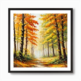 Forest In Autumn In Minimalist Style Square Composition 74 Art Print