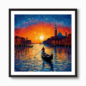 Venice At Sunset 1 Art Print