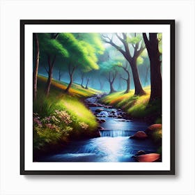 Stream In The Forest 12 Art Print