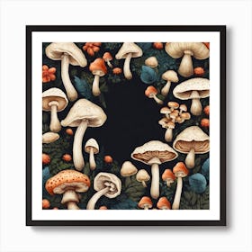 Mushroom Wreath 2 Art Print