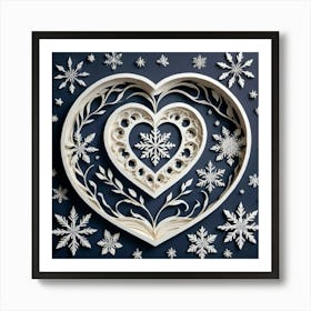 Heart With Snowflakes Art Print