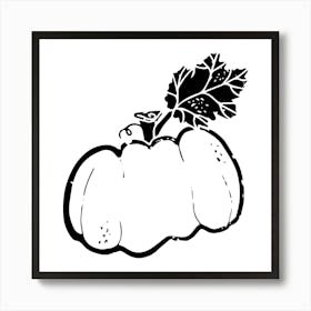 Pumpkin. Ink texture doodle. Black and white illustration, Bauhaus Art Print