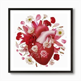 Heart With Flowers Art Print