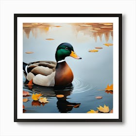 Mallard Duck In Autumn Art Print