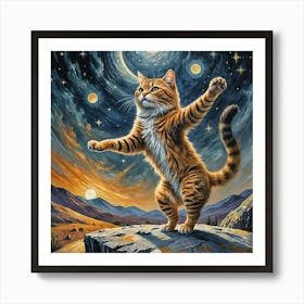 Cat In The Night Sky Art Print