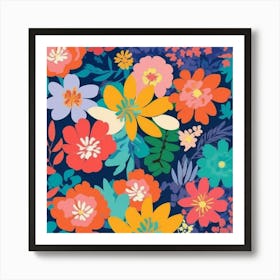 retro Floral Pattern Art Print