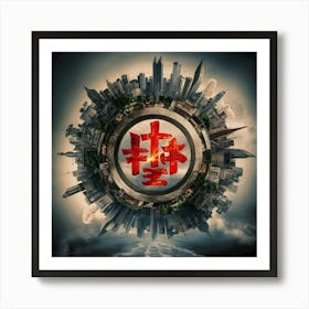 City Within A Circle Art Print