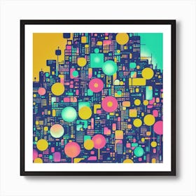 Abstract Neon City Art Print