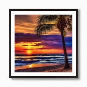 Sunset At The Beach 196 Art Print