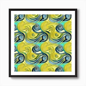 Yellow And Blue Swirls Art Print