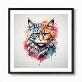 Watercolor Cat Illustration Art Print