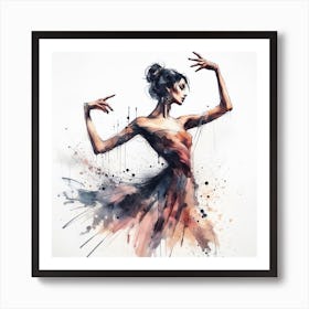 Watercolor Ballet Dancer #1 Art Print