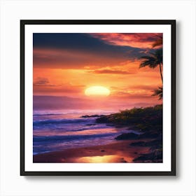 Sunset At The Beach 17 Art Print