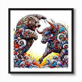 Bears And Bulls - Crypto Market Art Print