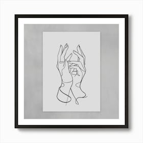 Delicate Touch Hands In Minimalist Line Art (2) Art Print