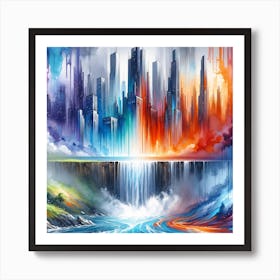 Two Cities, Two Tales - Watercolor/Oil Art Print