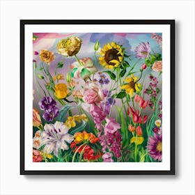 Flowers In The Garden 1 Art Print