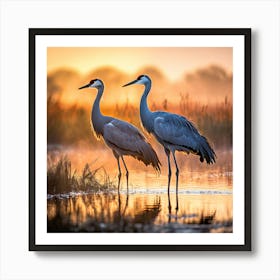 Cranes At Sunrise art print Art Print