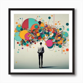 Man Standing In Front Of A Colorful Brain Art Print