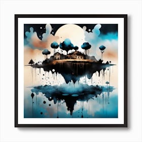 Dreamlike Landscape Filled With Floating Islands Art Print