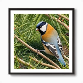 Bird Natural Wild Wildlife Tit Sparrows Sparrow Blue Red Yellow Orange Brown Wing Wings (77) Art Print