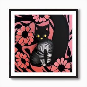 Floral Kitten Art Print