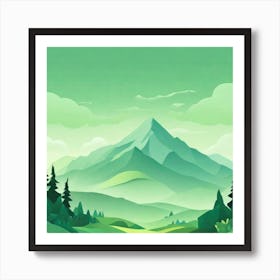 Misty mountains background in green tone 134 Art Print