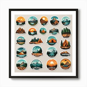 Camping Sticker Set Art Print