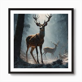 Deer In The Woods 32 Art Print