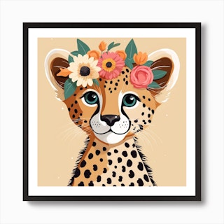 Leopard Watercolor Painting Art Print