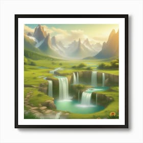 Panoramic Paradise Breathtaking Panoramic Landscapes Showcasing Majestic Mountains Cascading Water 963972798 Art Print