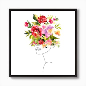 Lady flowers Art Print