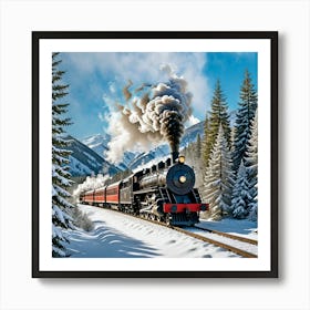 Steam Train In Winter 1 Art Print