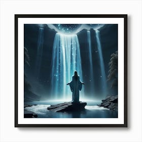 Jesus At The Waterfall 2 Art Print