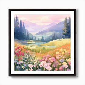 Watercolor Meadow Painting Art Print