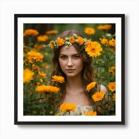 Portrait Of A Girl In The Forest Art Print