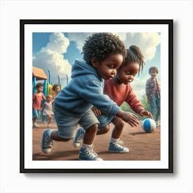 Children Playing In A Playground Art Print