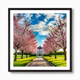 Cherry Blossoms In The Park 1 Art Print