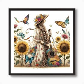 Boho style, Girl Art Print