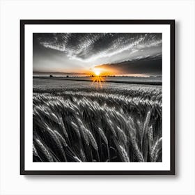 Sunset Over Wheat Field 2 Art Print