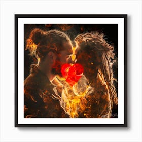 Valentines Lights Us Up - Love Flames Art Print