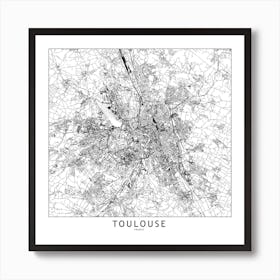 Toulouse White Map Square Art Print