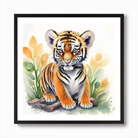 Tiger Cub Watercolor Art Print