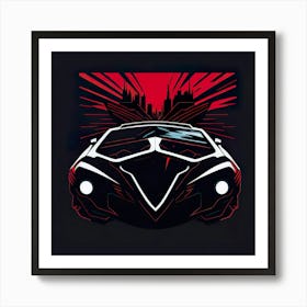 Car Red Artwork Of Graphic Design Flat (216) Art Print