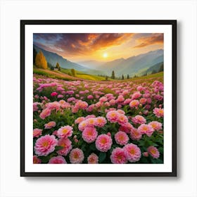 Dahlias At Sunset 1 Art Print