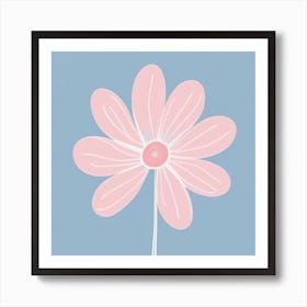 A White And Pink Flower In Minimalist Style Square Composition 39 Art Print