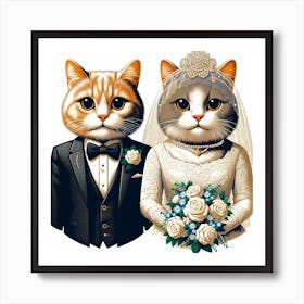Wedding Cats V2 Art Print